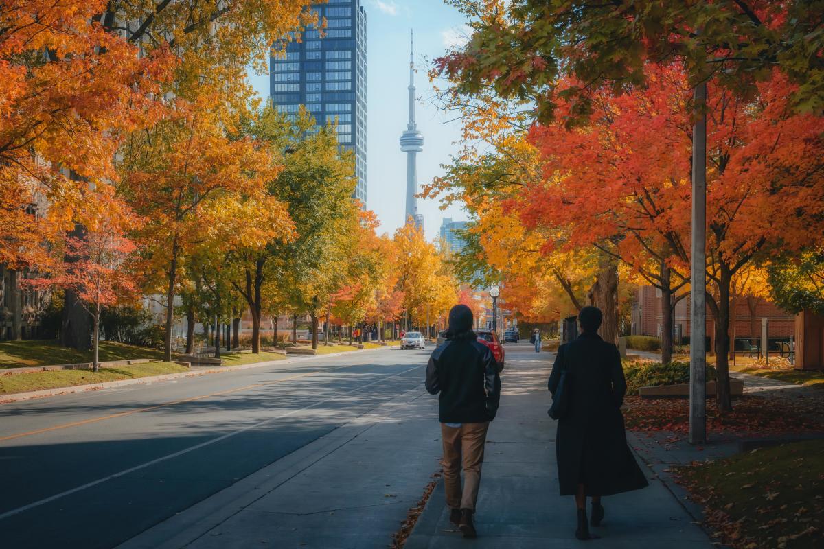 Person walking on a city path in Toronto